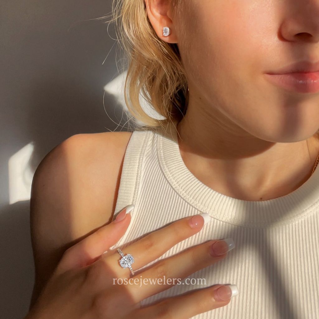 Ophelia Oval Solitaire Diamond Ring in 18k White Gold Vermeil