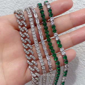 9mm Capri Cuban Diamond Bracelet in 18k White Gold Vermeil