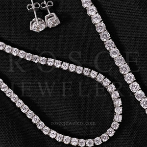 [PROMO SET] Monette 4 Prong Necklace Earrings Diamond Set in 18k White Gold Vermeil