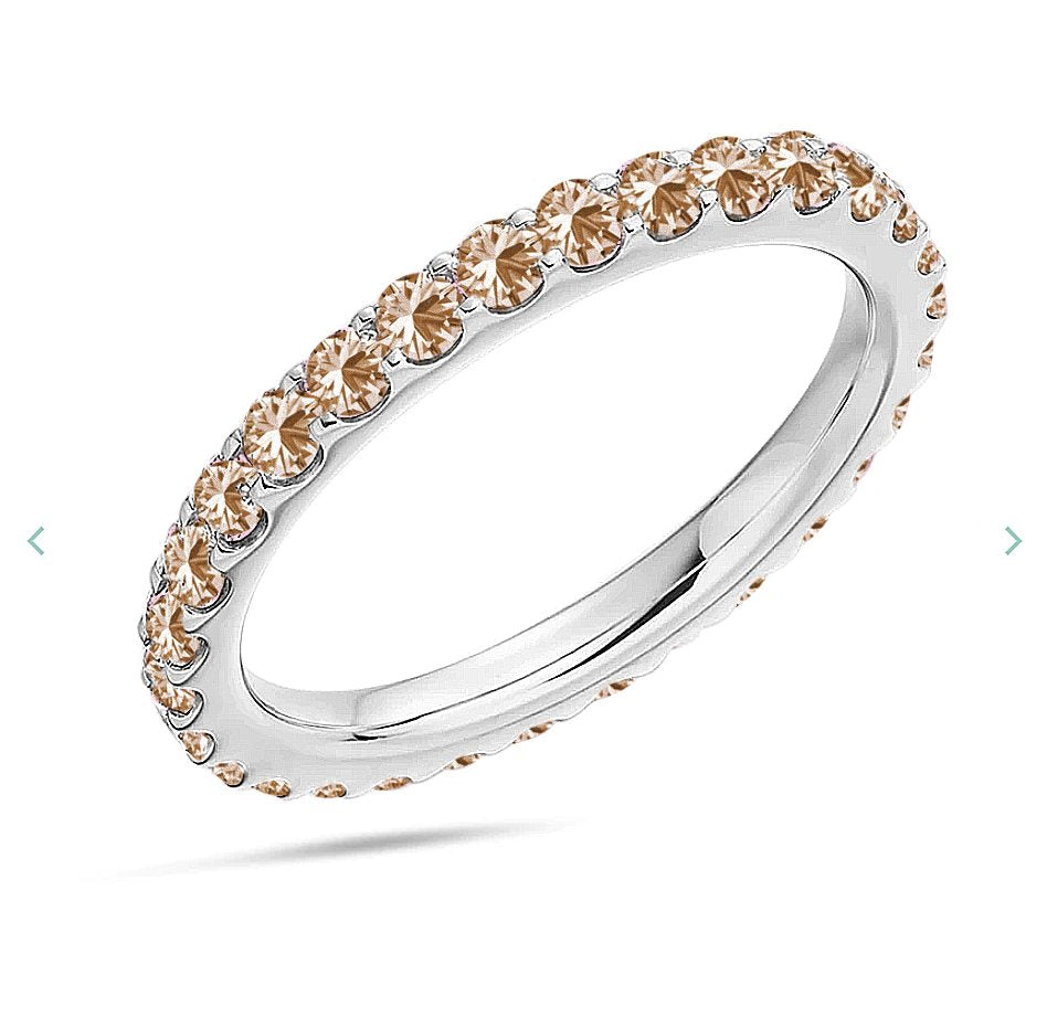 Diana Champagne Diamond Eternity Ring in 18k White Gold Vermeil