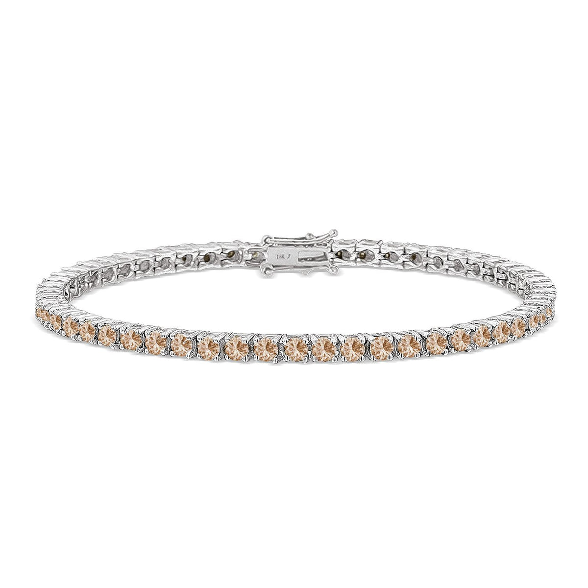 Diana Champagne Diamond Tennis Bracelet in 18k White Gold Vermeil