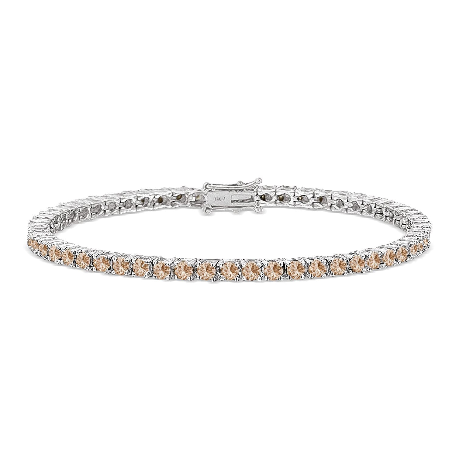 Diana Champagne Diamond Tennis Bracelet in 18k White Gold Vermeil