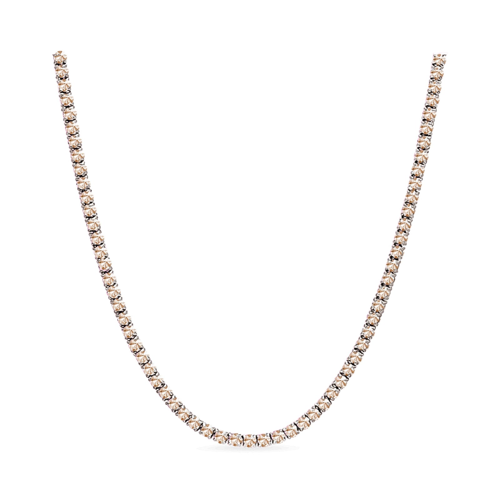 Diana Champagne Diamond Tennis Necklace in 18k White Gold Vermeil
