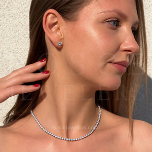 [PROMO SET] Monette 4 Prong Necklace Earrings Diamond Set in 18k White Gold Vermeil