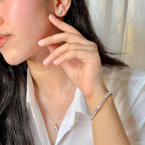 Hamilton Emerald Diamond Stud Earrings in 18k White Gold Vermeil