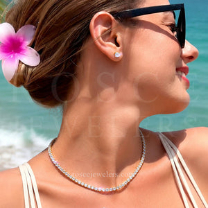 [PROMO SET] Monette 4 Prong Necklace Earrings Diamond Set in 18k White Gold Vermeil