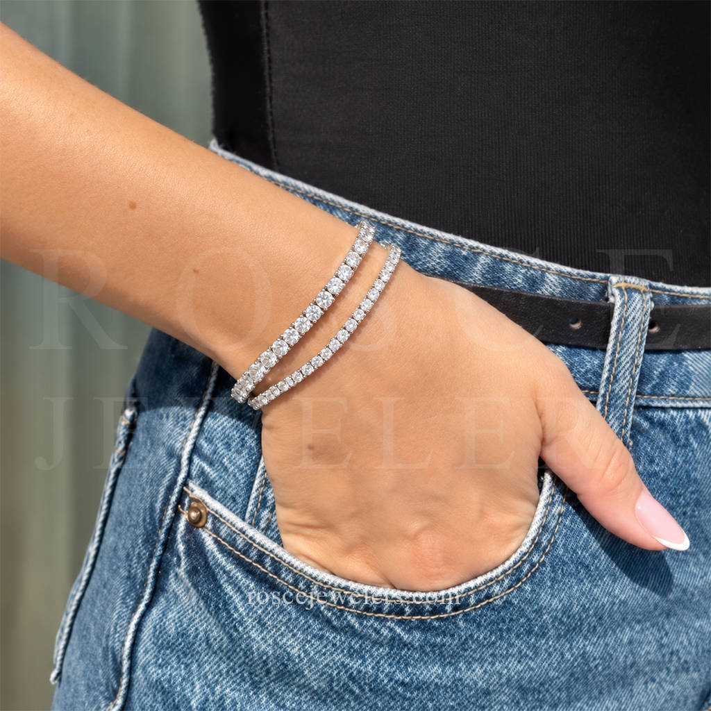 Monette 4 Prong Diamond Tennis Bracelet in 18k White Gold Vermeil