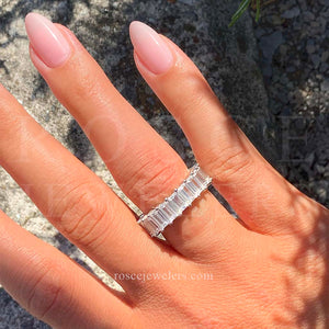 Cartia Emerald Eternity Diamond Ring in 18k White Gold Vermeil
