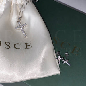[PROMO SET] Louvre Cross Necklace Earrings Diamond Set