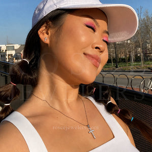 [PROMO SET] Louvre Cross Necklace Earrings Diamond Set