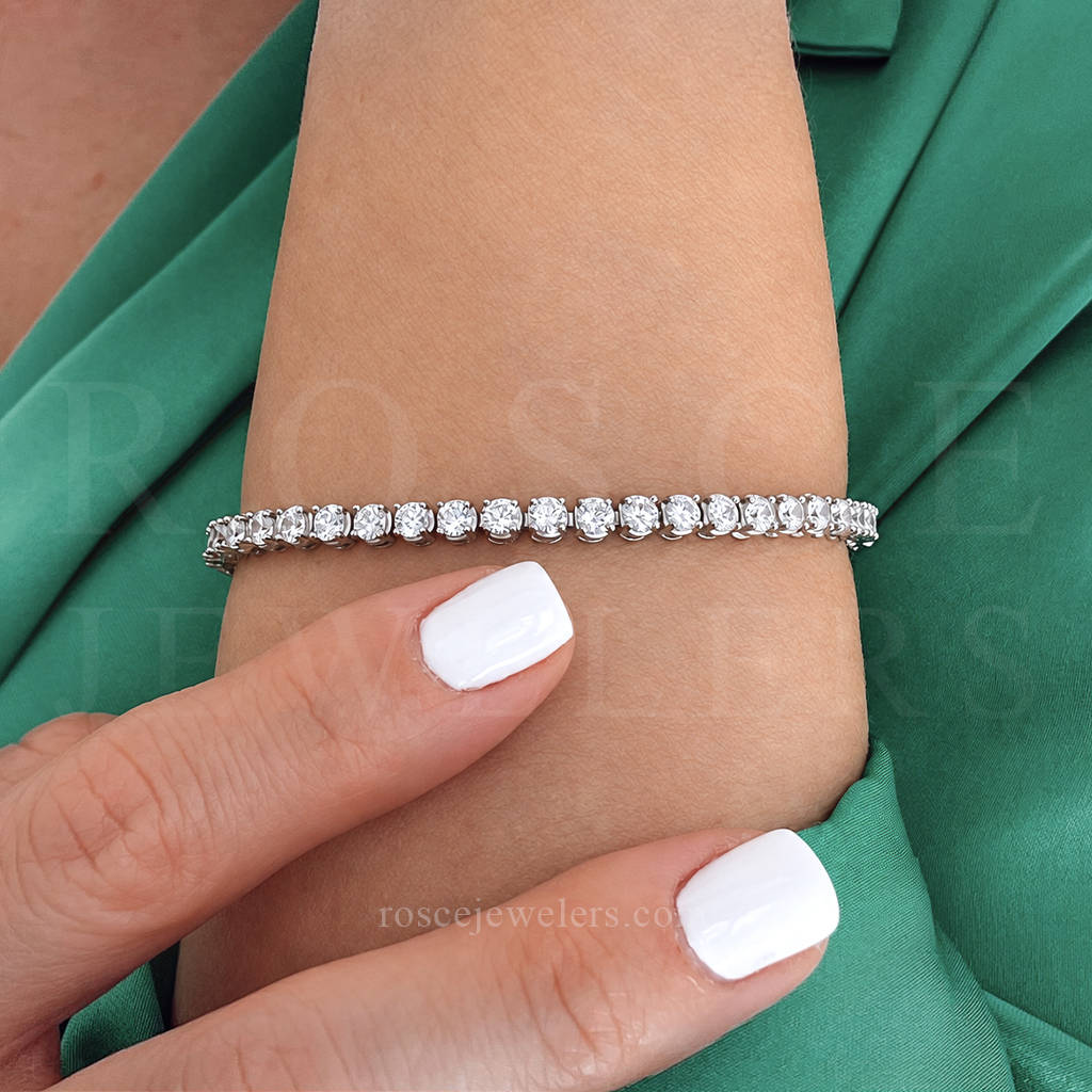 Athena 4 Prong Diamond Bracelet in 18k White Gold Vermeil