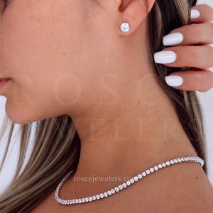 [PROMO SET] Monette 4 Prong Necklace Earrings Diamond Set in 18k White Gold Vermeil