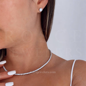 [PROMO SET] Monette 4 Prong Necklace Earrings Diamond Set in 18k White Gold Vermeil