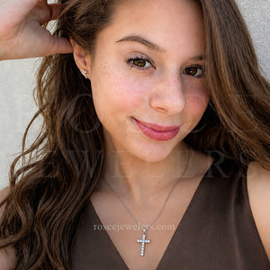 [PROMO SET] Louvre Cross Necklace Earrings Diamond Set