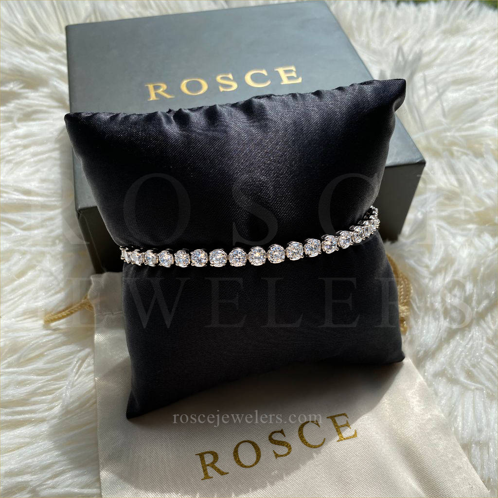 Athena 4 Prong Diamond Bracelet in 18k White Gold Vermeil