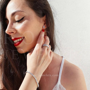Cartia Emerald Eternity Diamond Ring in 18k White Gold Vermeil