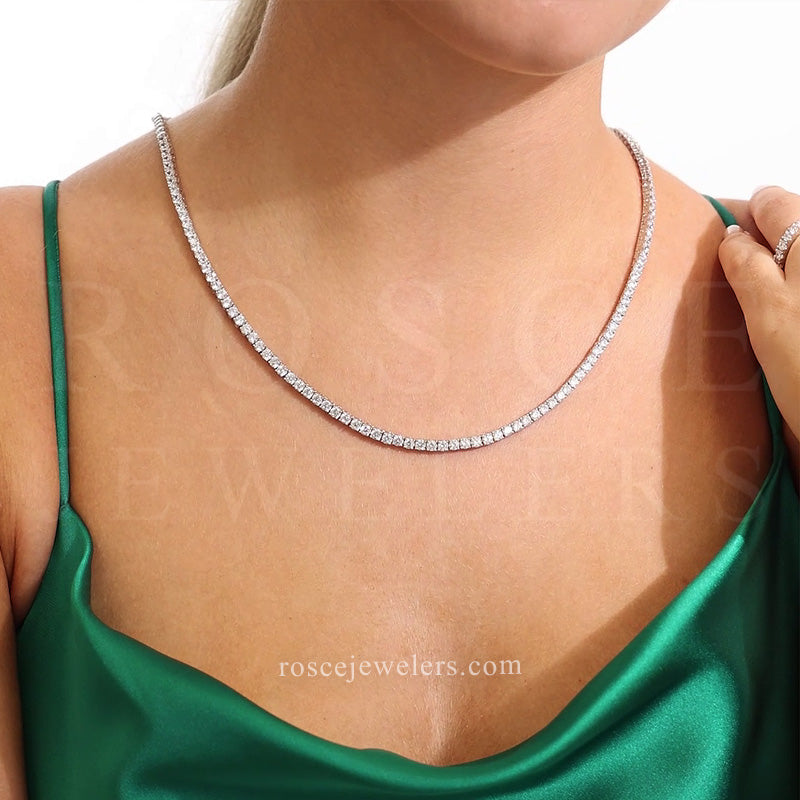 Monette 4 Prong Diamond Necklace in 18k White Gold Vermeil