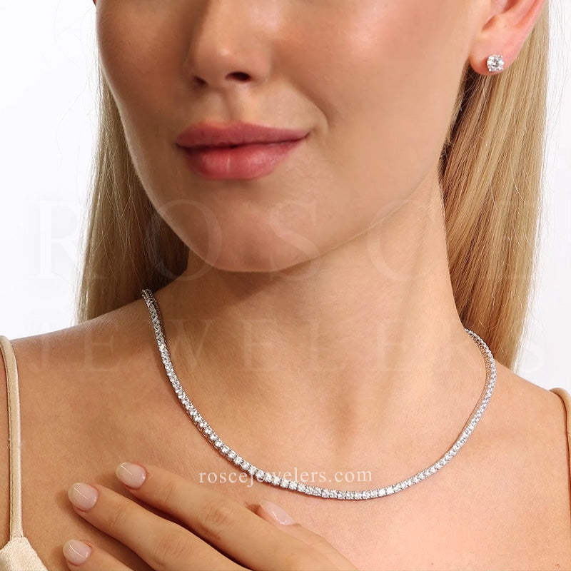 Monette 4 Prong Diamond Necklace in 18k White Gold Vermeil