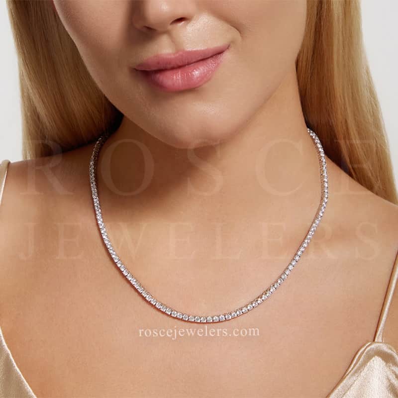 Monette cheapest 4 Prong Diamond CZ Tennis Necklace 18K White Gold Vermeil 18” NEW