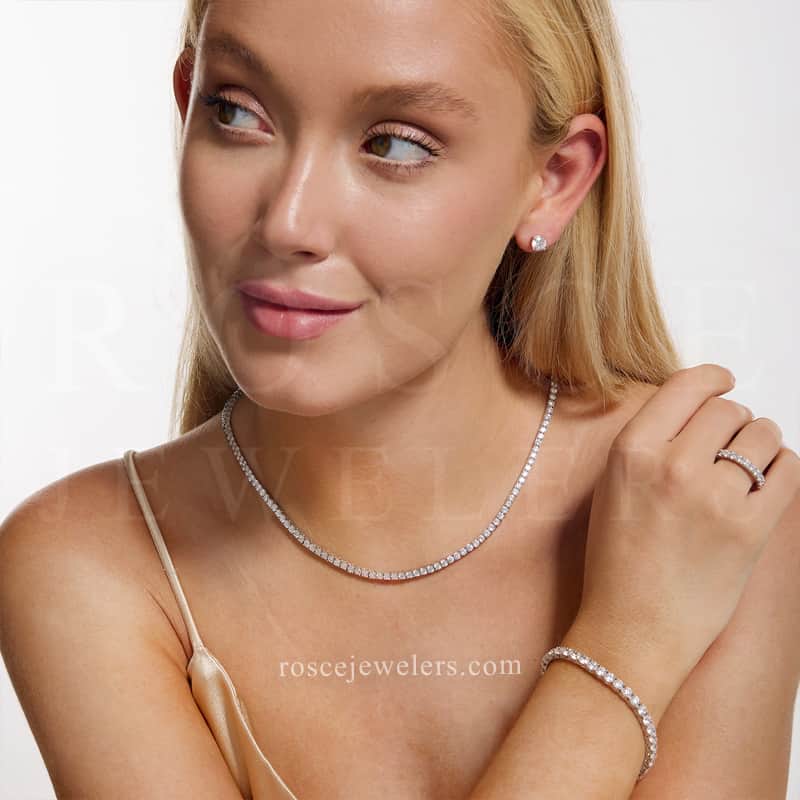 Monette 4 Prong Diamond Necklace in 18k White Gold Vermeil