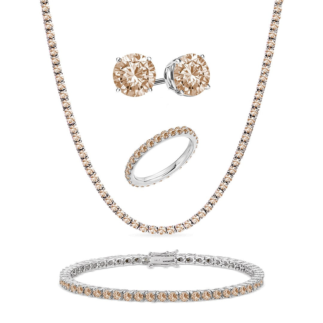 [PROMO SET] Diana Champagne Diamond Necklace Bracelet Earrings Ring Set