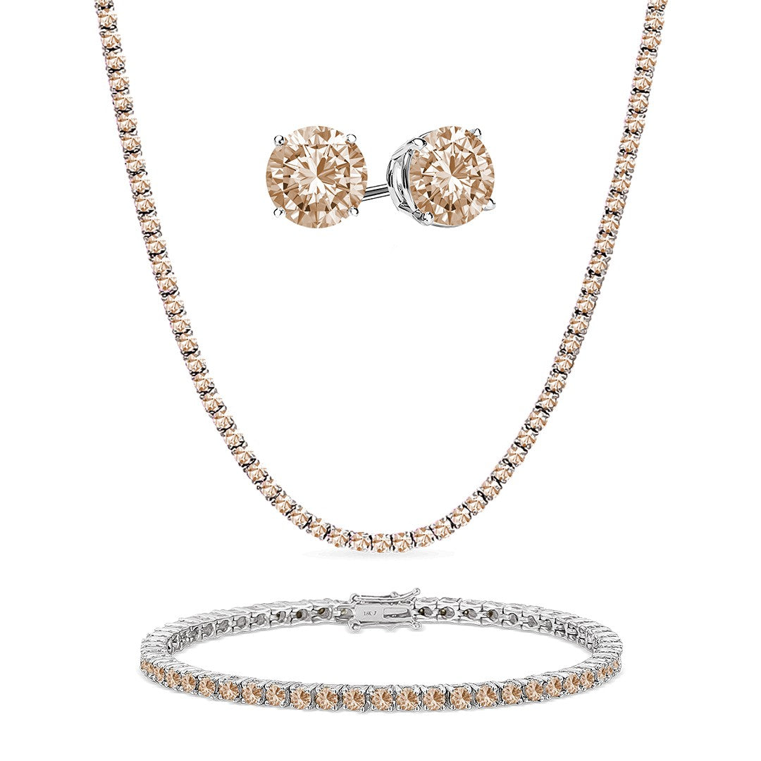 [PROMO SET] Diana Champagne Diamond Necklace Bracelet Earrings Set