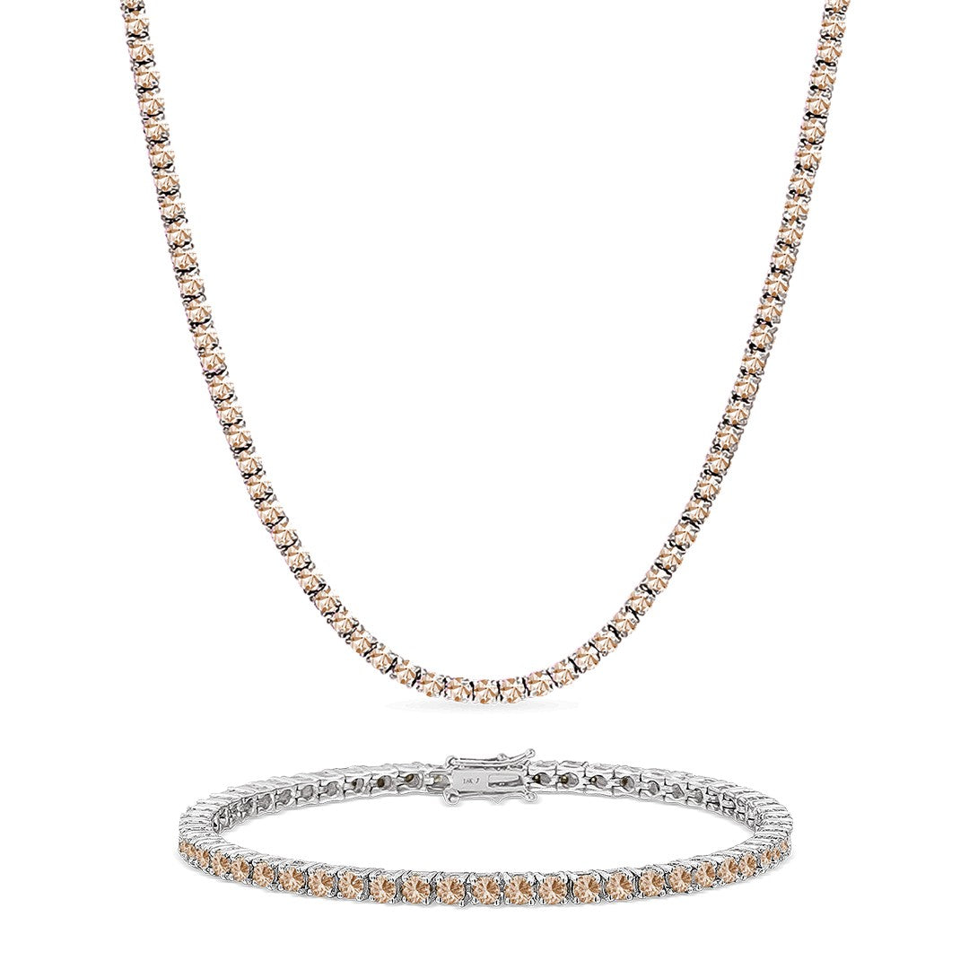 [PROMO SET] Diana Champagne Diamond Necklace Bracelet Set