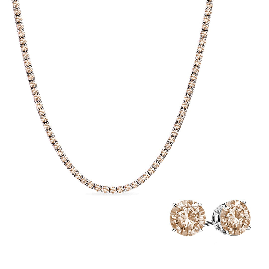 [PROMO SET] Diana Champagne Diamond Necklace Earrings Set
