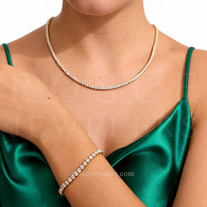 [PROMO SET] Monette 4 Prong Necklace Bracelet Diamond Set in 18k White Gold Vermeil