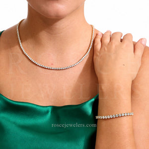 [PROMO SET] Monette 4 Prong Necklace Bracelet Diamond Set in 18k White Gold Vermeil
