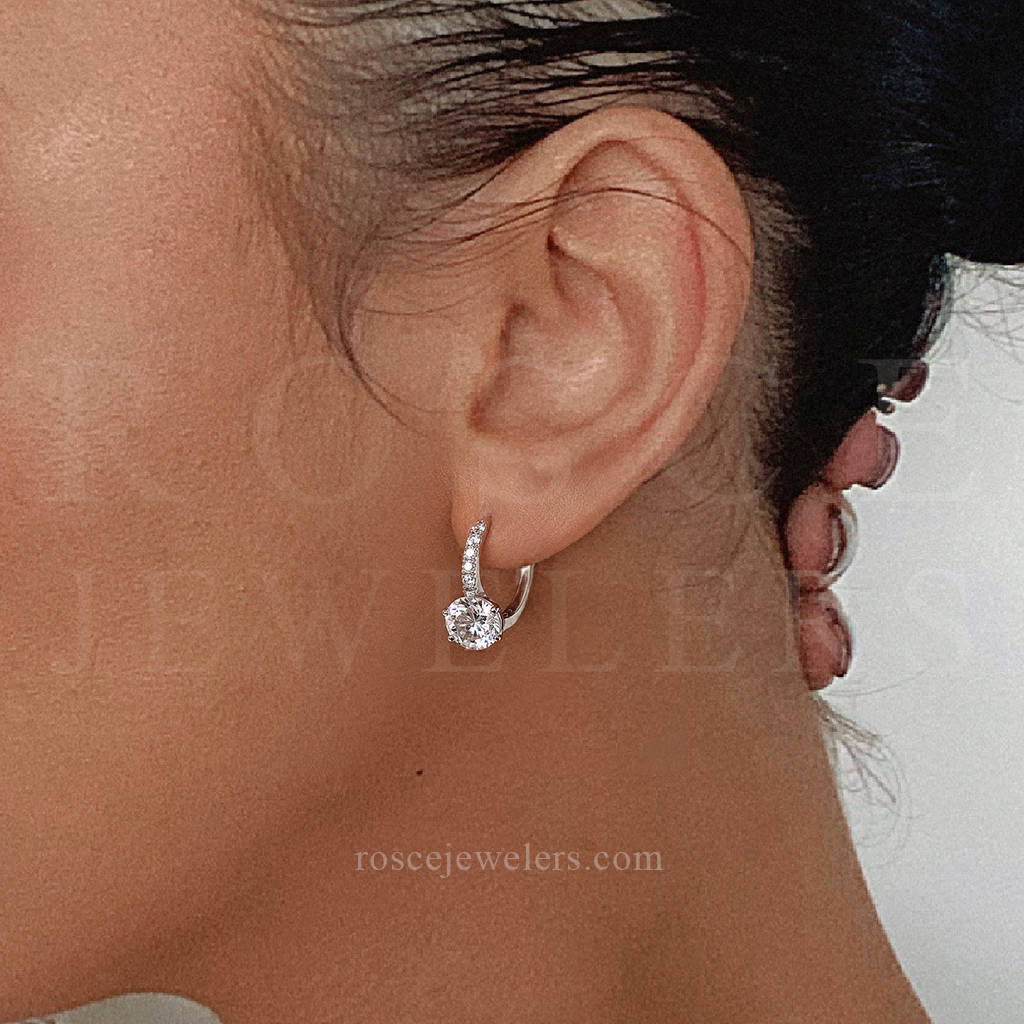 Quinn Leverback Diamond Earrings in 18k White Gold Vermeil