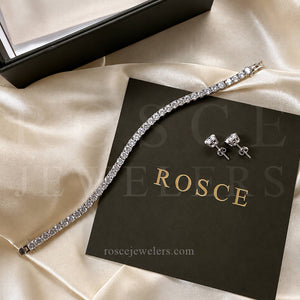 Monette 4 Prong Diamond Tennis Bracelet in 18k White Gold Vermeil