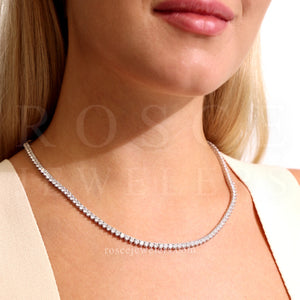 Vivere 3 Prong Diamond Necklace in 18k White Gold Vermeil