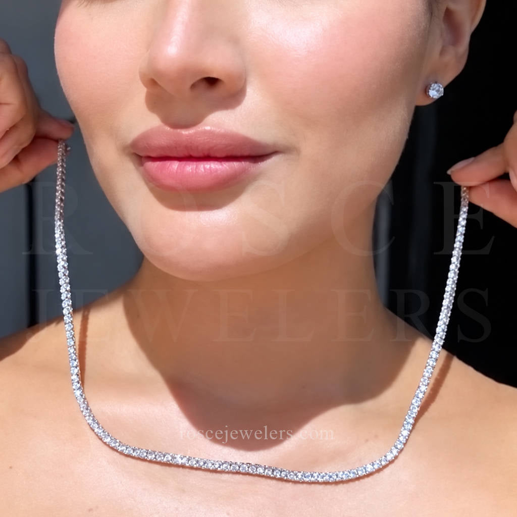 [PROMO SET] Monette 4 Prong Necklace Earrings Diamond Set in 18k White Gold Vermeil