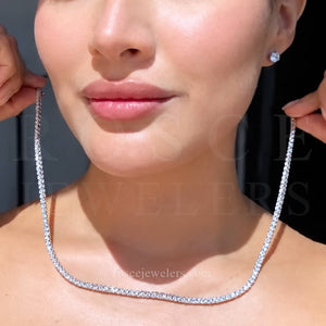 [PROMO SET] Monette 4 Prong Necklace Earrings Diamond Set in 18k White Gold Vermeil