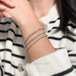Athena 4 Prong Diamond Bracelet in 18k White Gold Vermeil
