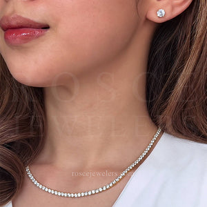 [PROMO SET] Monette 4 Prong Necklace Earrings Diamond Set in 18k White Gold Vermeil