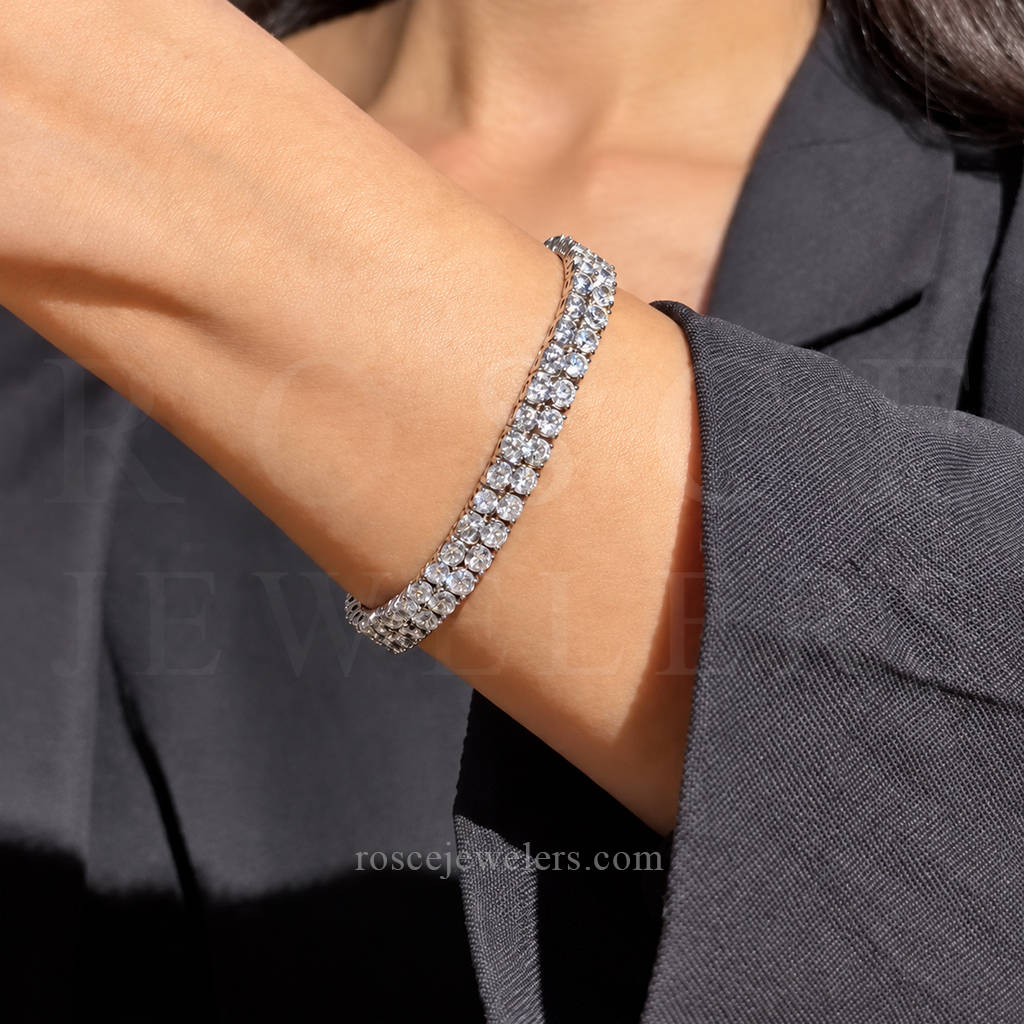 Monette 4 Prong Diamond Tennis Bracelet in 18k White Gold Vermeil