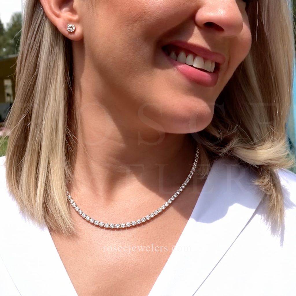 [PROMO SET] Monette 4 Prong Necklace Earrings Diamond Set in 18k White Gold Vermeil