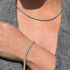 [PROMO SET] Monette 4 Prong Necklace Bracelet Diamond Set in 18k White Gold Vermeil