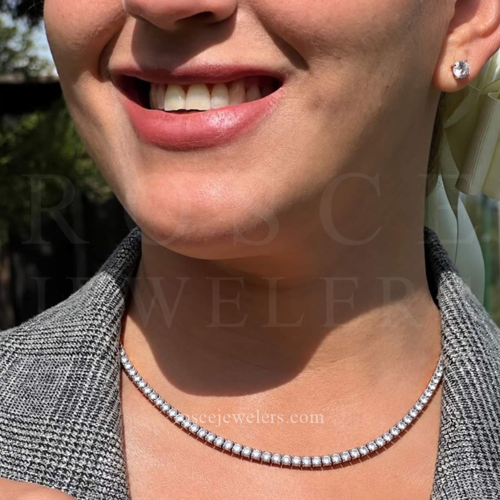 [PROMO SET] Monette 4 Prong Necklace Earrings Diamond Set in 18k White Gold Vermeil