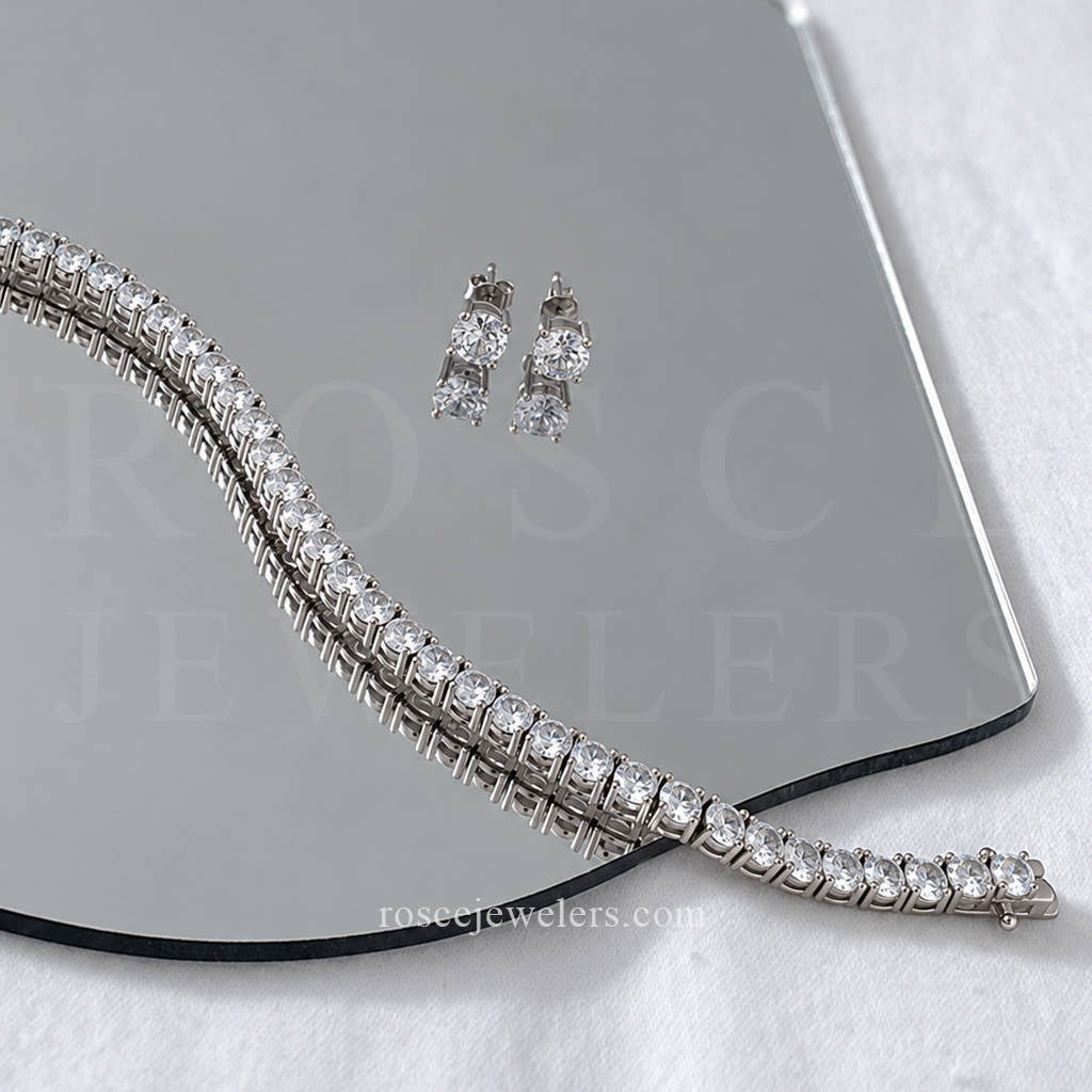 [PROMO SET] Monette 4 Prong Diamond Bracelet Earrings Set