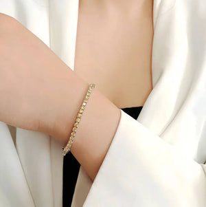 Diana Champagne Diamond Tennis Bracelet in 18k White Gold Vermeil