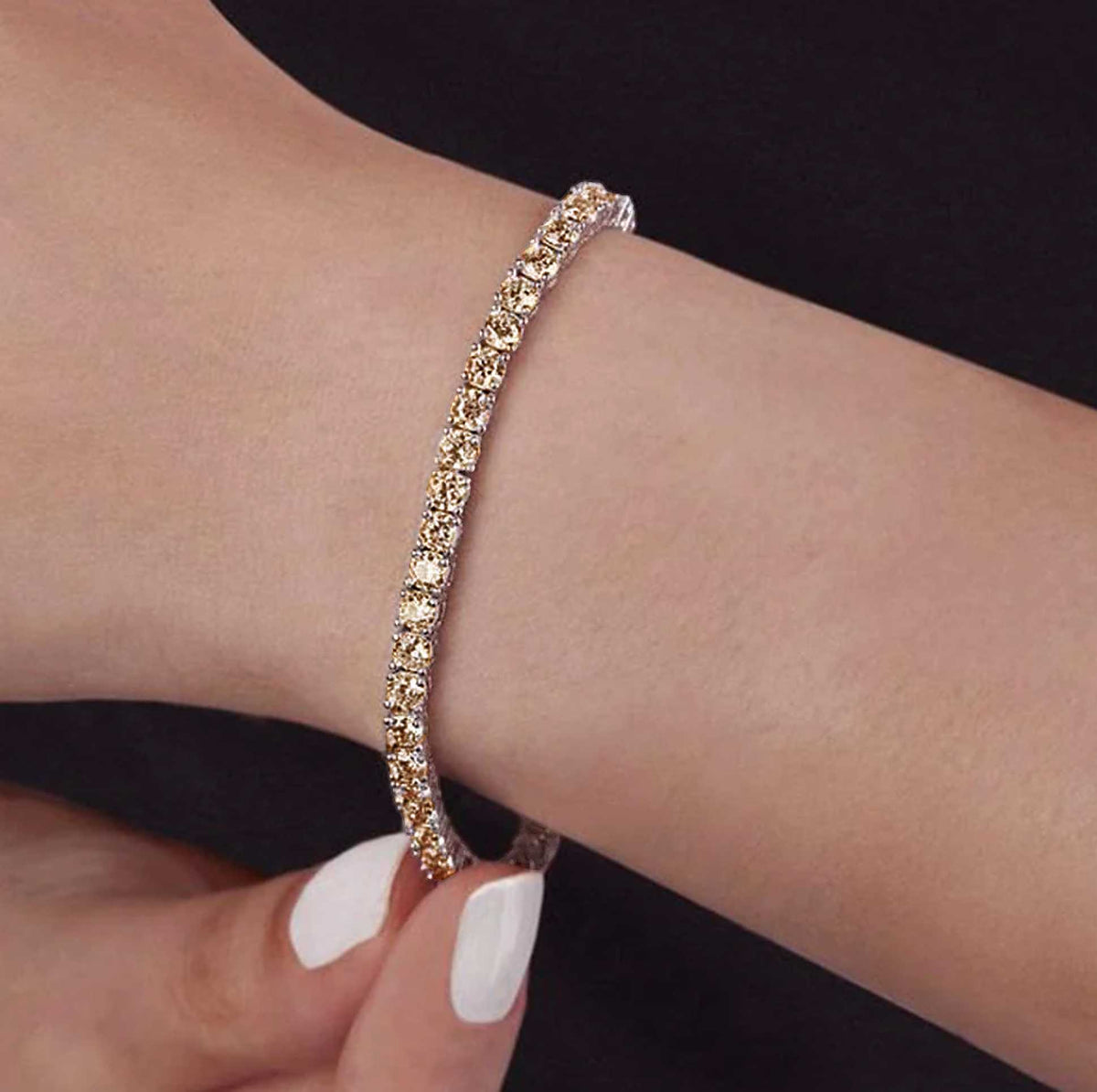 [PROMO SET] Diana Champagne Diamond Necklace Bracelet Set