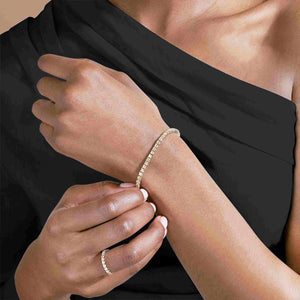 Diana Champagne Diamond Tennis Bracelet in 18k White Gold Vermeil