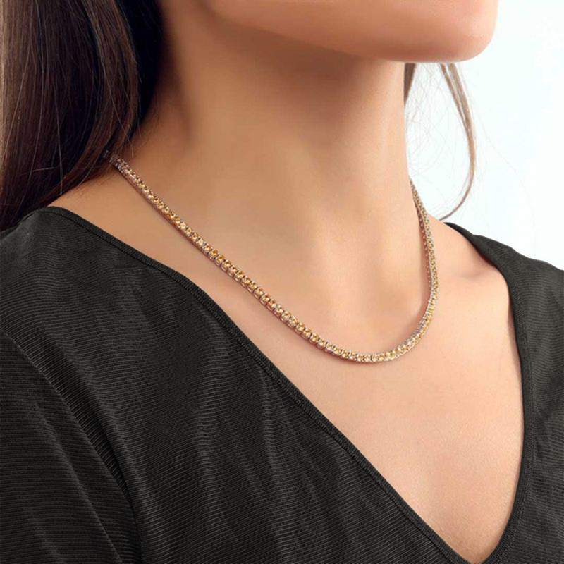 Diana Champagne Diamond Tennis Necklace in 18k White Gold Vermeil