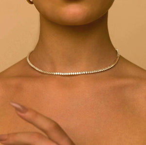 Diana Champagne Diamond Tennis Necklace in 18k White Gold Vermeil