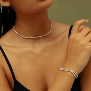 Diana Pink Diamond Tennis Necklace in 18K White Gold Vermeil 18 inch