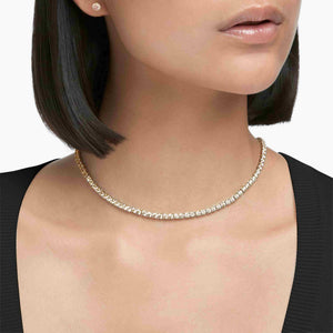 Diana Champagne Diamond Tennis Necklace in 18k White Gold Vermeil