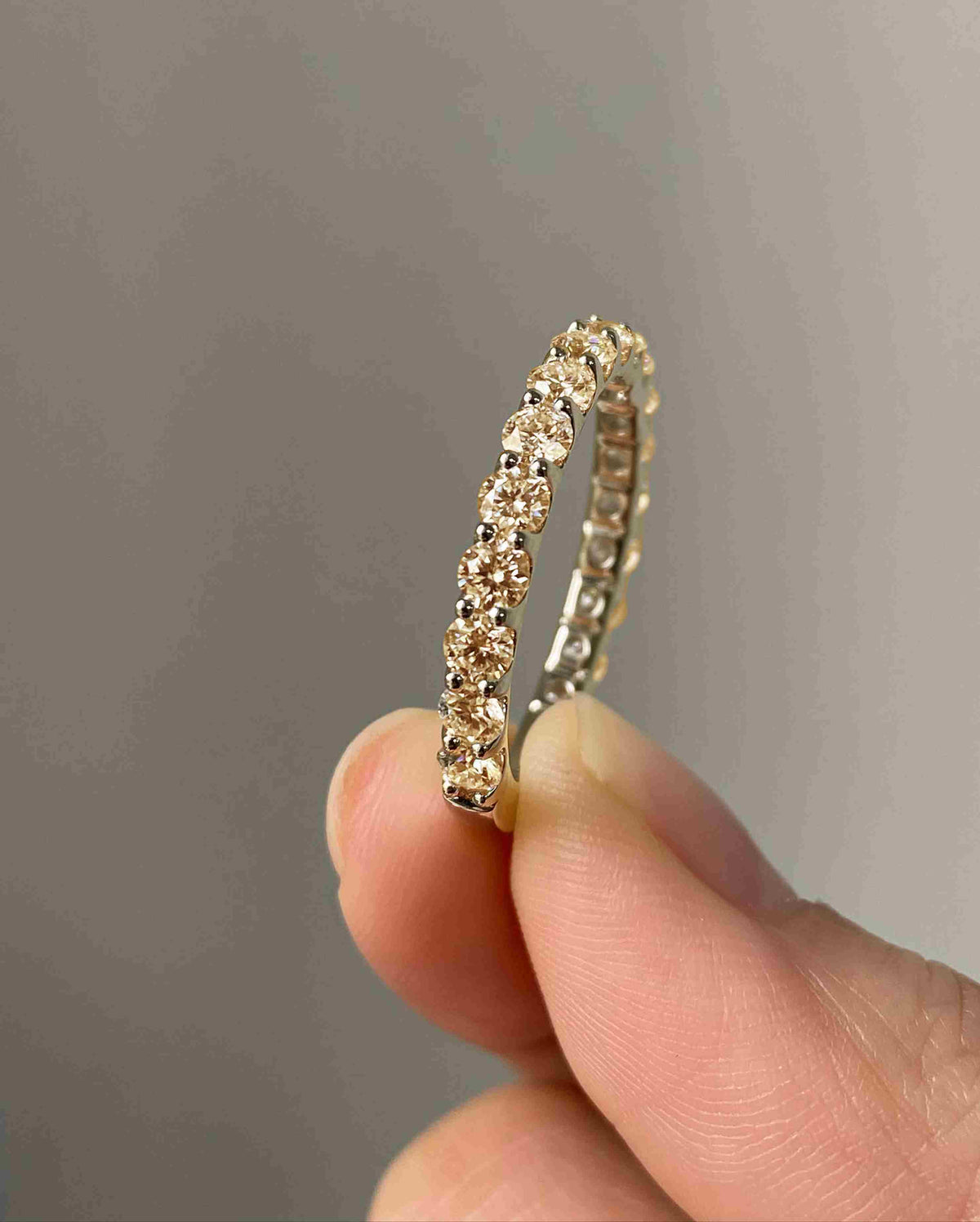 Diana Champagne Diamond Eternity Ring in 18k White Gold Vermeil